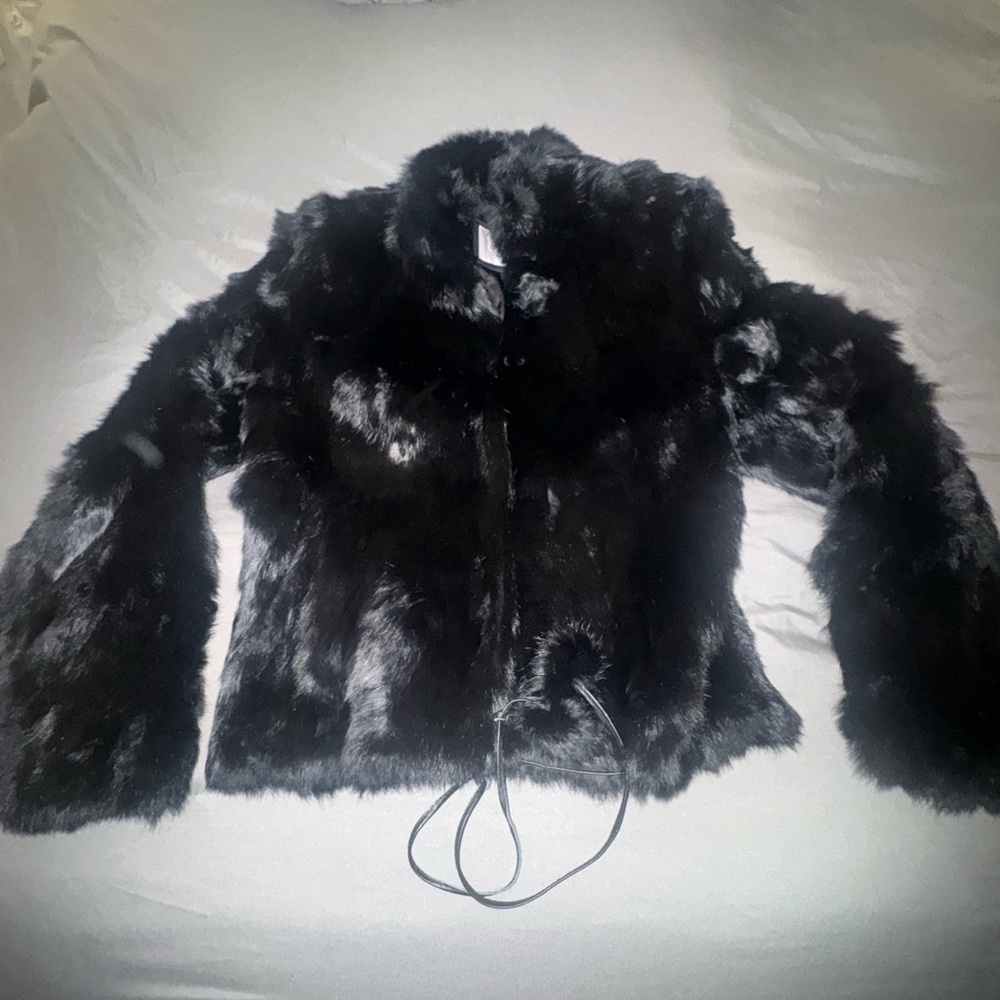 Wilsons Leather Genuine Fur Cropped Jacket – Black – Size M